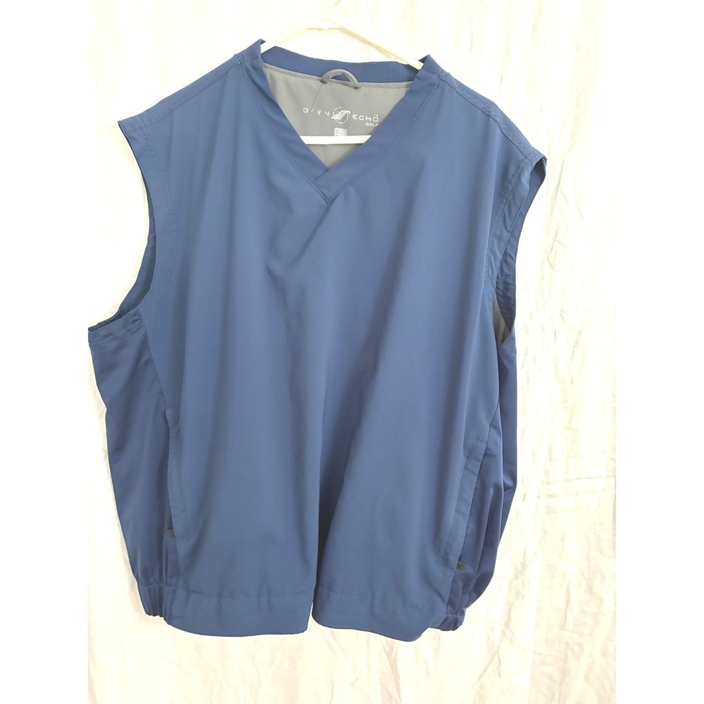 Glen Echo Golf Wind Vest Mens XL Navy Blue V-Neck Pullover Sleeveless Jacket
